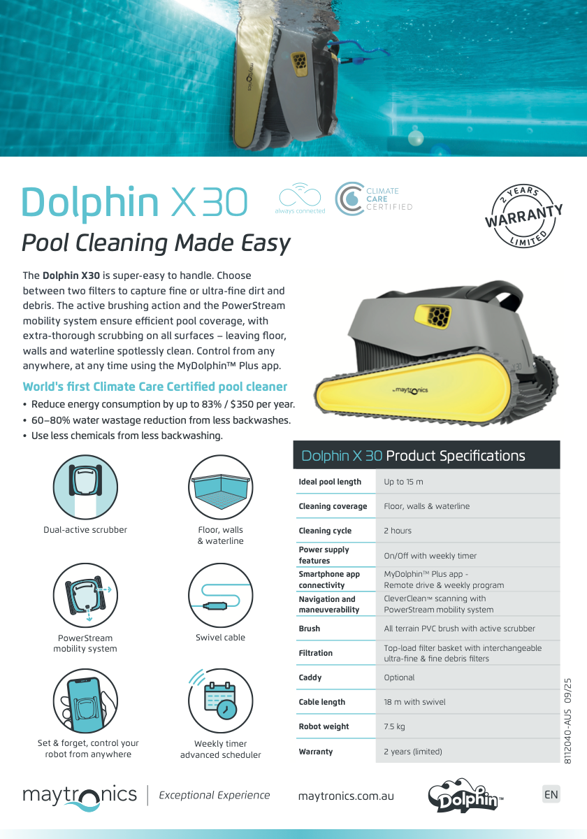 Maytronics Dolphin X30 Robotic Pool Cleaner