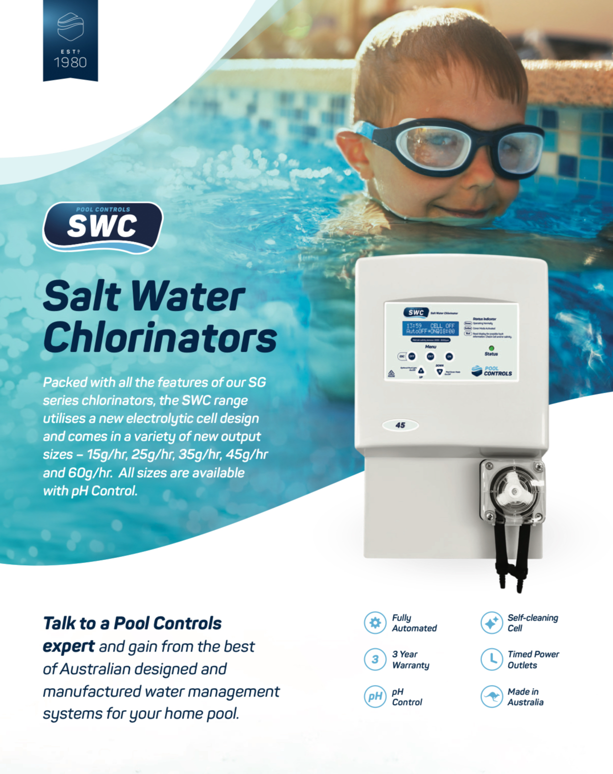 Pool Controls SWC Salt Water Chlorinator Range