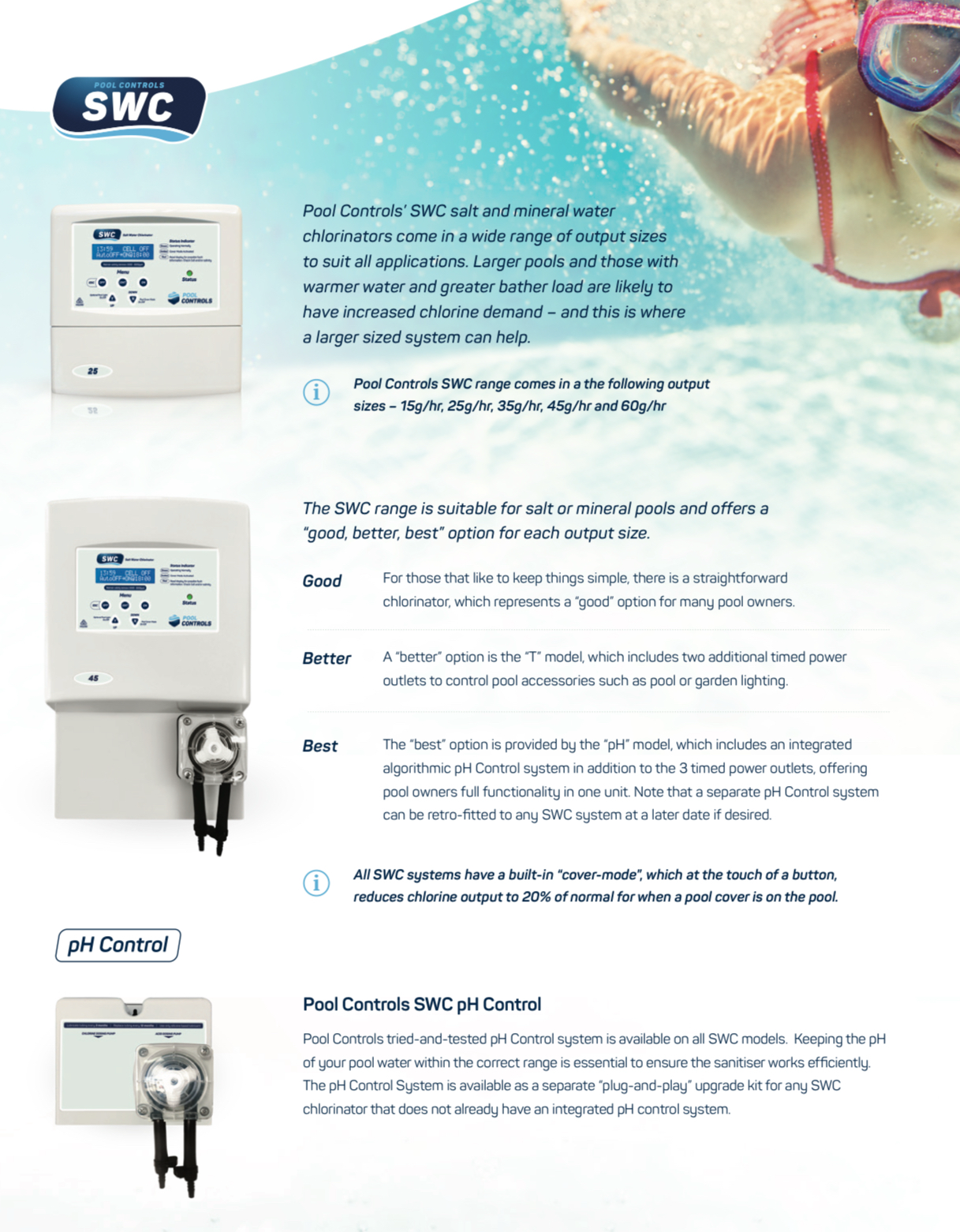 Pool Controls SWC Salt Water Chlorinator Range