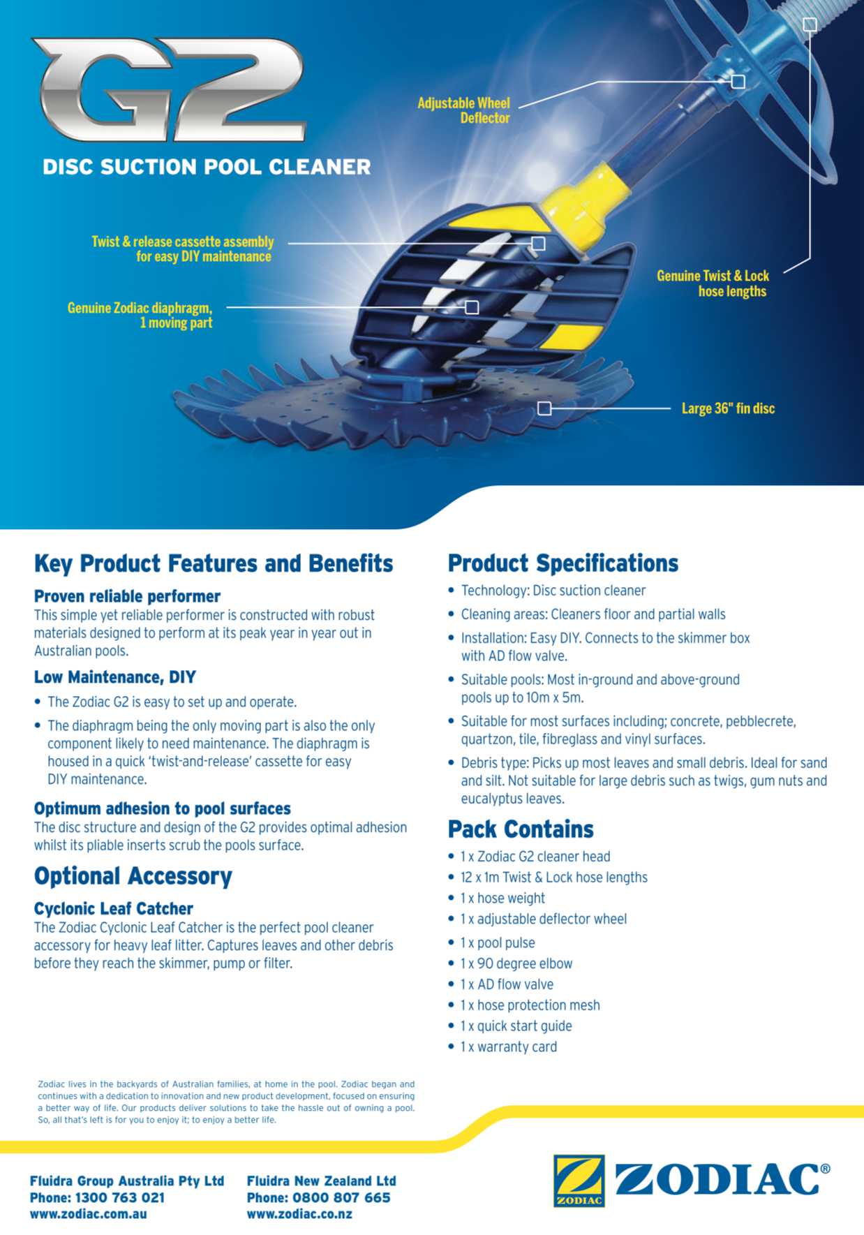 Zodiac G2 Suction Pool Cleaner