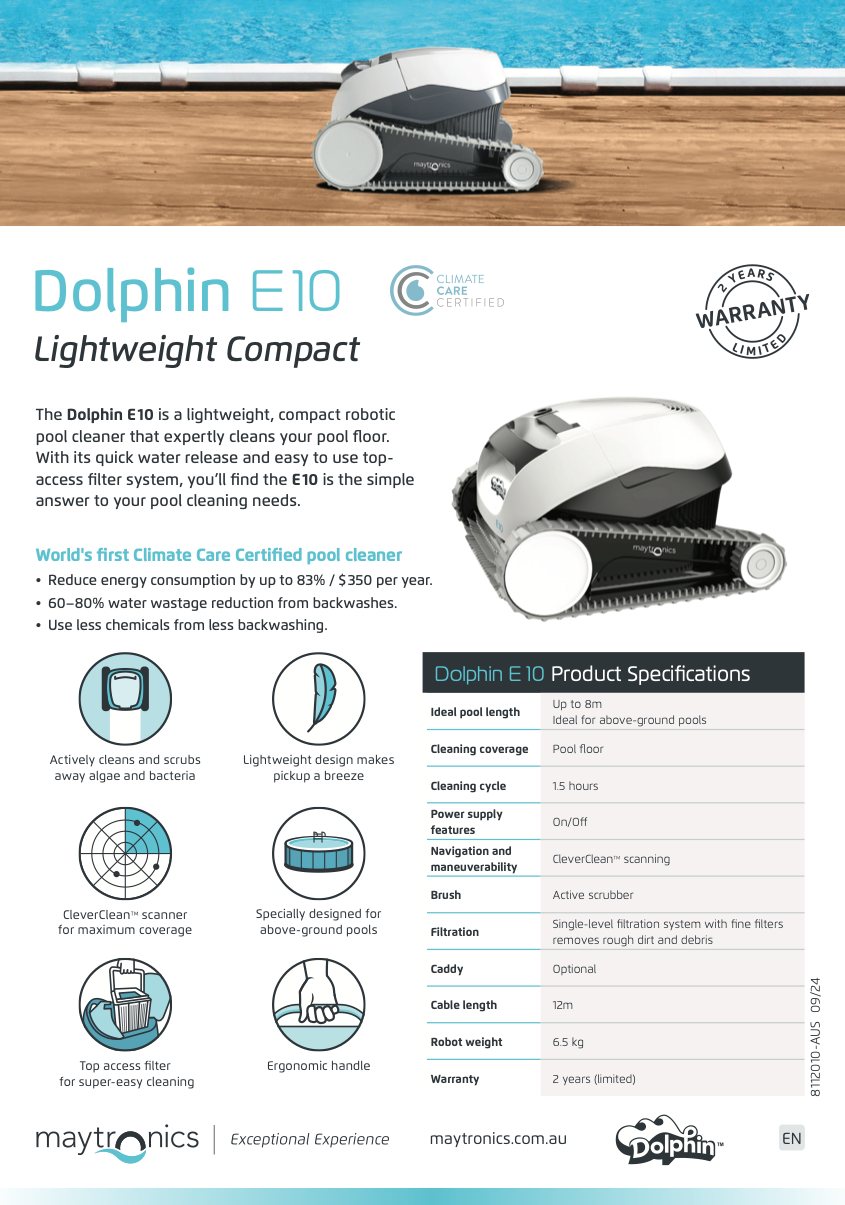 Maytronics Dolphin E10 Robotic Pool Cleaner