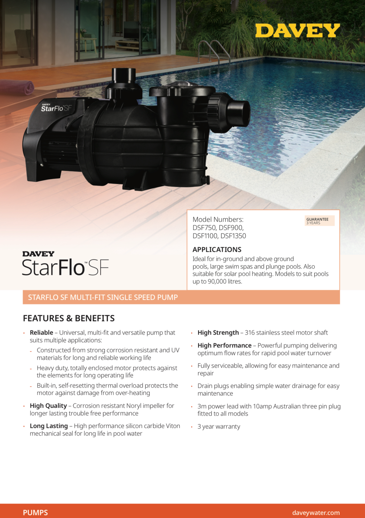 Davey StarFlo Pool Pump Series