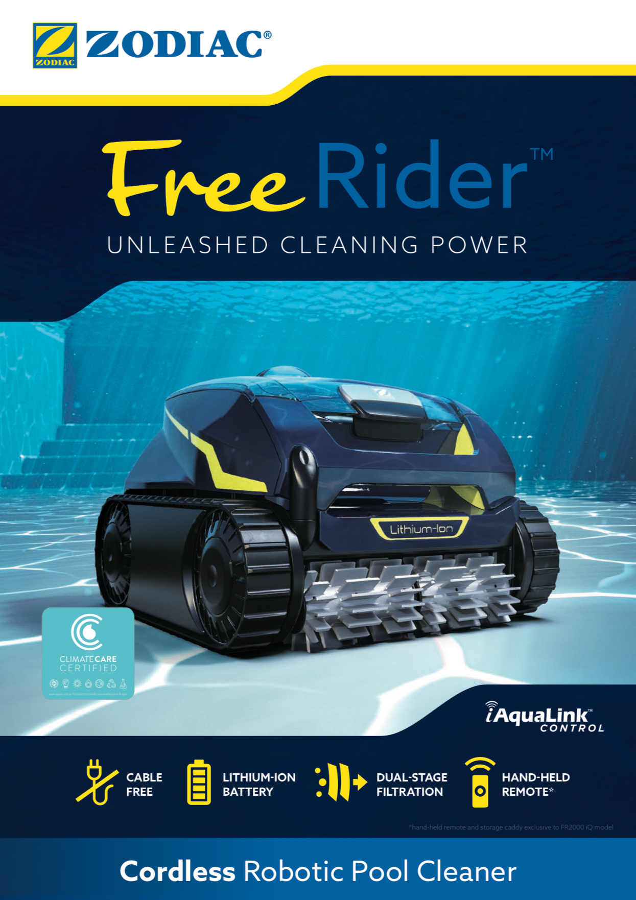Zodiac FreeRider FR1000 iQ Cordless Robotic Pool Cleaner