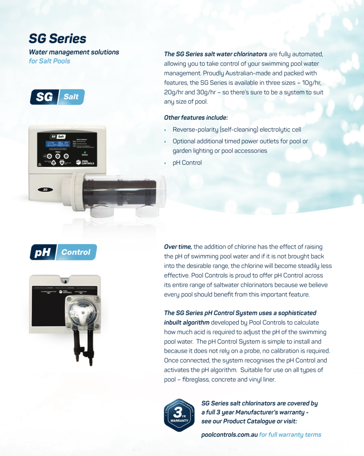 SG Salt Water Chlorinator Series